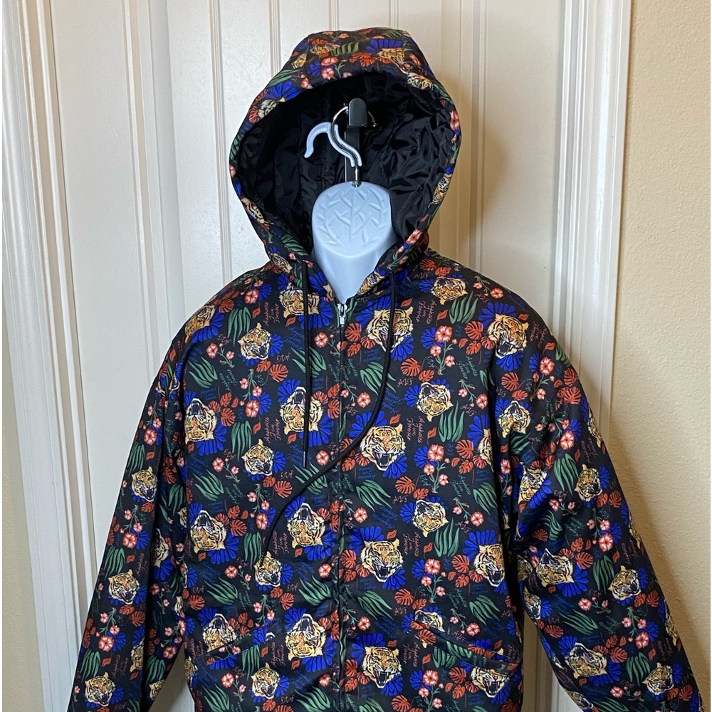 Assholes Live Forever Tiger Floral Print Hooded Jacket Unisex Size Large